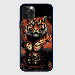 Чехол для iPhone 12 Pro Max Муай-Тай боевой тигр в перчатках, цвет: 3D-черный