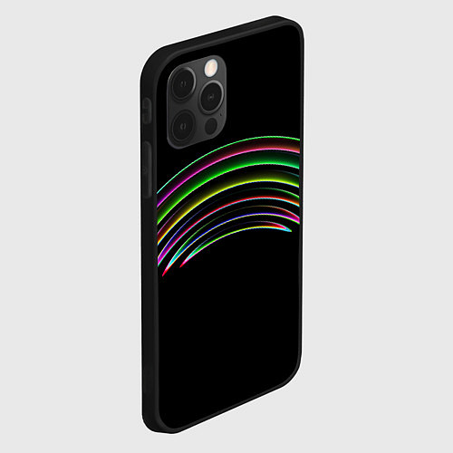 Чехол iPhone 12 Pro Max Радужные линии / 3D-Черный – фото 2