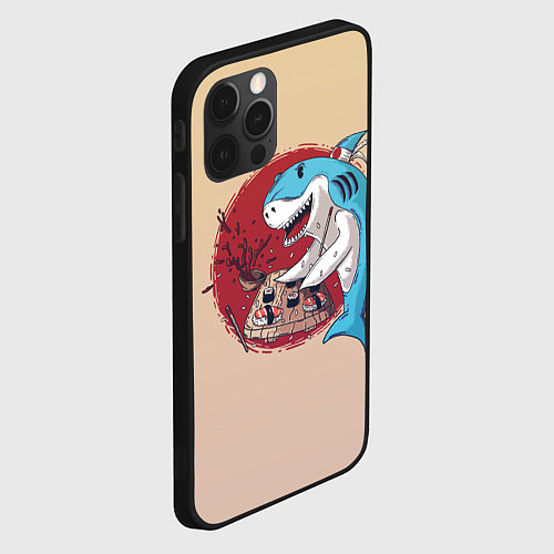 Чехол iPhone 12 Pro Max Sushi shark / 3D-Черный – фото 2