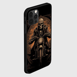 Чехол для iPhone 12 Pro Max Старый скелет едет на старом мотоцикле, цвет: 3D-черный — фото 2