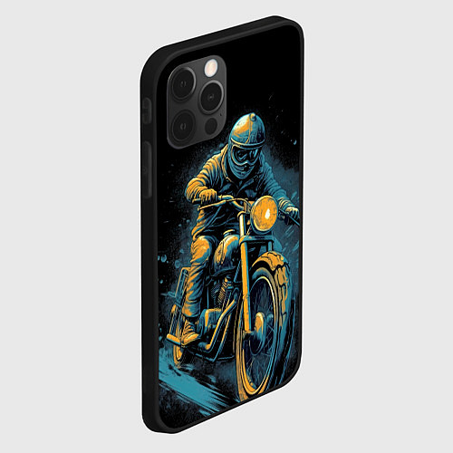 Чехол iPhone 12 Pro Max Ночной мотокросс / 3D-Черный – фото 2