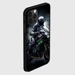 Чехол для iPhone 12 Pro Max Мотоциклист и дым, цвет: 3D-черный — фото 2