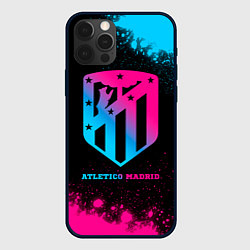 Чехол для iPhone 12 Pro Max Atletico Madrid - neon gradient, цвет: 3D-черный