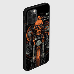 Чехол для iPhone 12 Pro Max Ретро мотоцикл с черепом, цвет: 3D-черный — фото 2