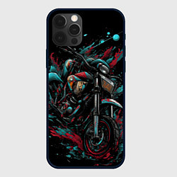 Чехол для iPhone 12 Pro Max Мото и брызги краски, цвет: 3D-черный