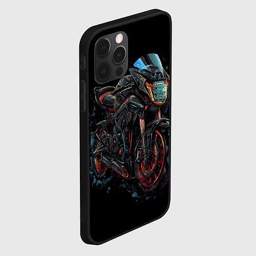 Чехол iPhone 12 Pro Max Мотоцикл будущего в стиле киберпанк / 3D-Черный – фото 2