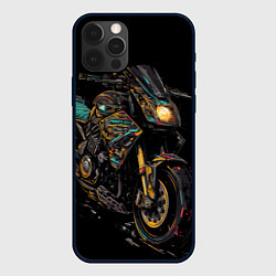 Чехол для iPhone 12 Pro Max Темный мотоцикл на черном фоне, цвет: 3D-черный