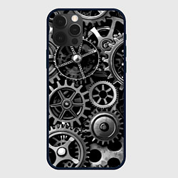 Чехол для iPhone 12 Pro Max Стимпанк стальные механизмы паттерн, цвет: 3D-черный