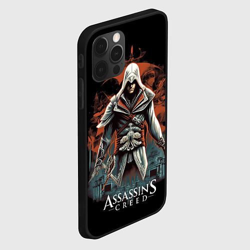 Чехол iPhone 12 Pro Max Assassins creed абстрактный фон / 3D-Черный – фото 2