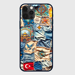 Чехол для iPhone 12 Pro Max Джинсы в Турции - пэчворк, цвет: 3D-черный