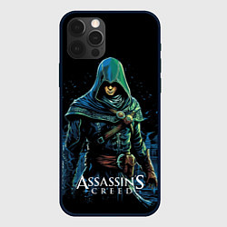 Чехол для iPhone 12 Pro Max Assassins creed персонаж нарисован на черном, цвет: 3D-черный
