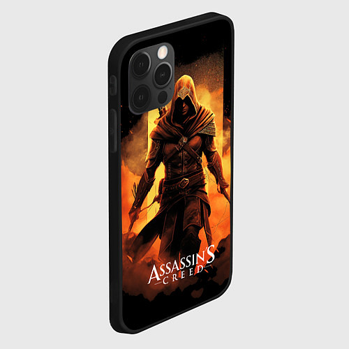 Чехол iPhone 12 Pro Max Assassins creed пустыня на фоне / 3D-Черный – фото 2