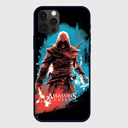 Чехол для iPhone 12 Pro Max Assassins creed фон абстрактный, цвет: 3D-черный