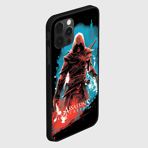 Чехол iPhone 12 Pro Max Assassins creed фон абстрактный / 3D-Черный – фото 2