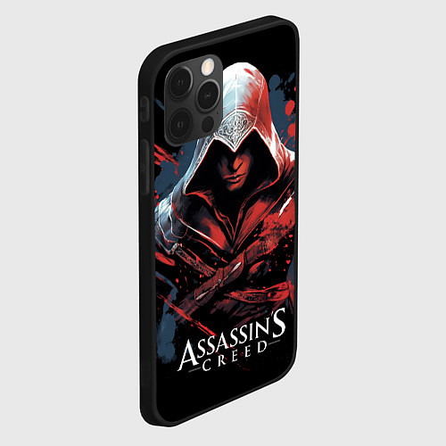 Чехол iPhone 12 Pro Max Assassins creed красная краска / 3D-Черный – фото 2