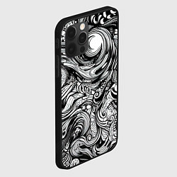 Чехол для iPhone 12 Pro Max Черные и белые абстрактные узоры, цвет: 3D-черный — фото 2