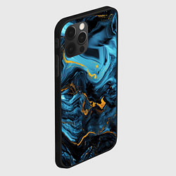 Чехол для iPhone 12 Pro Max Синяя абстракция с золотым напылением, цвет: 3D-черный — фото 2