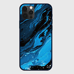 Чехол для iPhone 12 Pro Max Черно-синяя абстракция геометрическая, цвет: 3D-черный