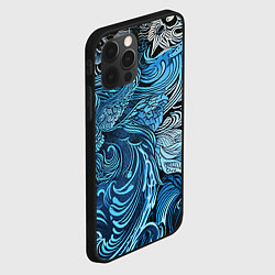 Чехол для iPhone 12 Pro Max Синие и белые абстрактные узоры, цвет: 3D-черный — фото 2