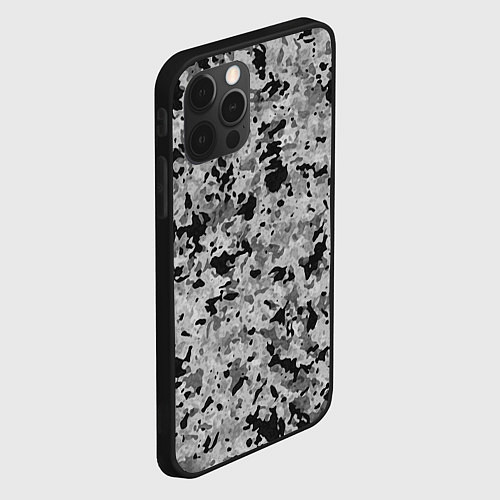 Чехол iPhone 12 Pro Max Чёрно-серый абстракция пятна / 3D-Черный – фото 2