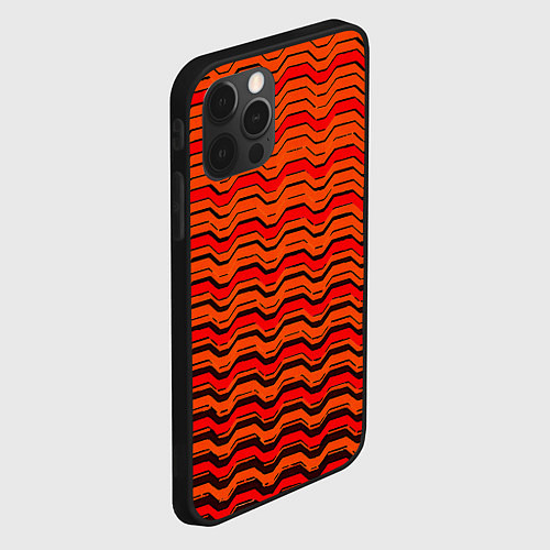 Чехол iPhone 12 Pro Max Красные линии и чёрные полосы / 3D-Черный – фото 2