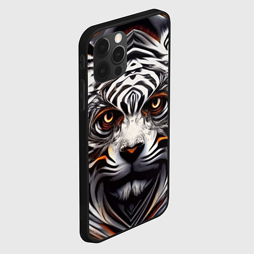 Чехол iPhone 12 Pro Max Абстракция: тигр / 3D-Черный – фото 2