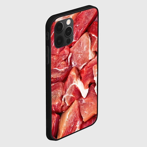 Чехол iPhone 12 Pro Max Куски мяса / 3D-Черный – фото 2