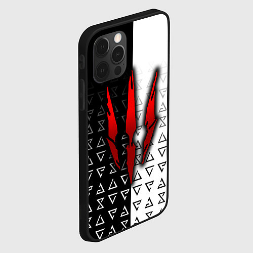 Чехол iPhone 12 Pro Max Ведьмак - красные следы от когтей / 3D-Черный – фото 2