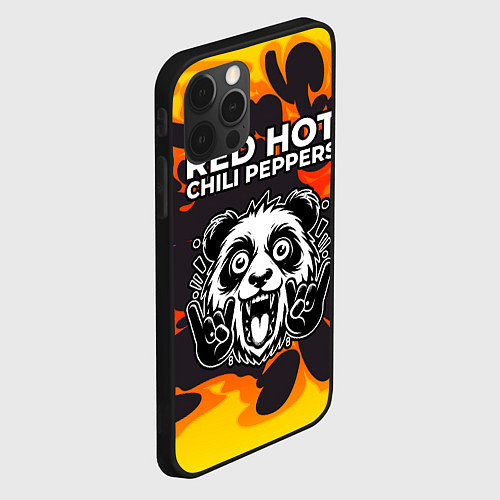 Чехол iPhone 12 Pro Max Red Hot Chili Peppers рок панда и огонь / 3D-Черный – фото 2