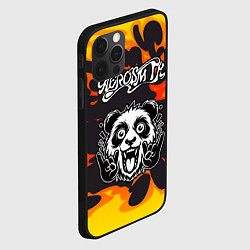 Чехол для iPhone 12 Pro Max Aerosmith рок панда и огонь, цвет: 3D-черный — фото 2