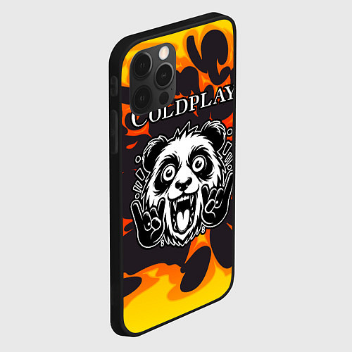 Чехол iPhone 12 Pro Max Coldplay рок панда и огонь / 3D-Черный – фото 2