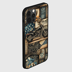 Чехол для iPhone 12 Pro Max Patchwork with a motorcycle - ai art, цвет: 3D-черный — фото 2
