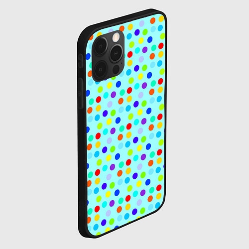 Чехол iPhone 12 Pro Max Яркий паттерн в горошек / 3D-Черный – фото 2