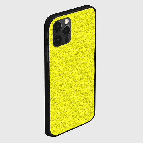 Чехол iPhone 12 Pro Max Паттерн овалов на желтом / 3D-Черный – фото 2