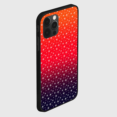 Чехол iPhone 12 Pro Max Градиент оранжево-фиолетовый со звёздочками / 3D-Черный – фото 2