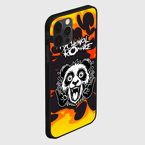 Чехол iPhone 12 Pro Max My Chemical Romance рок панда и огонь / 3D-Черный – фото 2