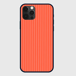 Чехол для iPhone 12 Pro Max Полосатый розово-оранжевый, цвет: 3D-черный