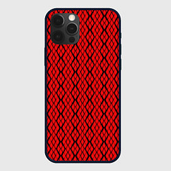 Чехол для iPhone 12 Pro Max Ярко-красный с чёрными линиями, цвет: 3D-черный