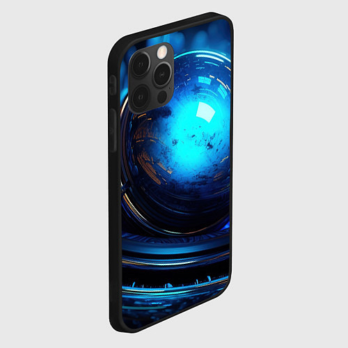Чехол iPhone 12 Pro Max Кислотная синяя яркая неоновая абстракция / 3D-Черный – фото 2