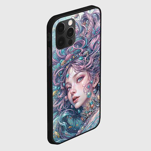 Чехол iPhone 12 Pro Max Морская русалка / 3D-Черный – фото 2