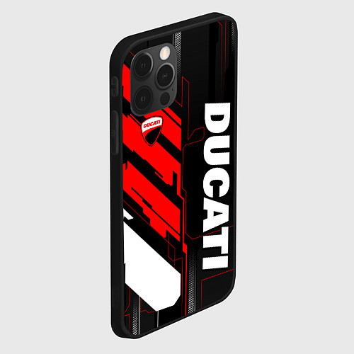 Чехол iPhone 12 Pro Max Ducati - красный технологический / 3D-Черный – фото 2