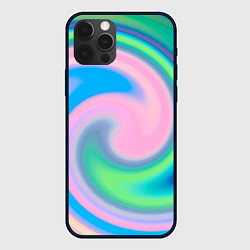 Чехол для iPhone 12 Pro Max Абстрактный разноцветный круговорот, цвет: 3D-черный