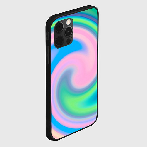 Чехол iPhone 12 Pro Max Абстрактный разноцветный круговорот / 3D-Черный – фото 2