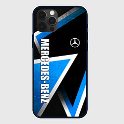 Чехол для iPhone 12 Pro Max Mercedes - blue metal, цвет: 3D-черный