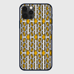 Чехол для iPhone 12 Pro Max Жёлтые и белые кирпичики на белом фоне, цвет: 3D-черный