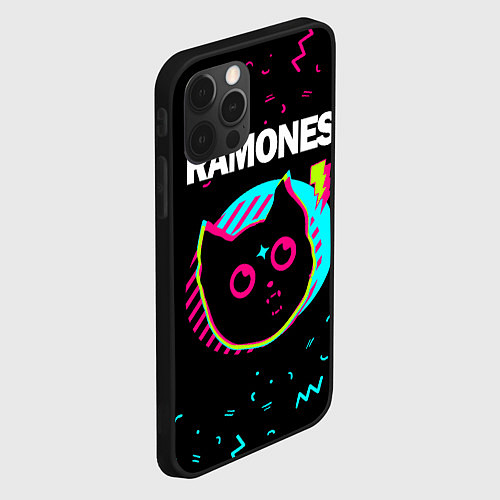 Чехол iPhone 12 Pro Max Ramones - rock star cat / 3D-Черный – фото 2