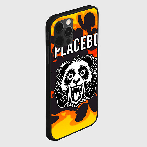 Чехол iPhone 12 Pro Max Placebo рок панда и огонь / 3D-Черный – фото 2