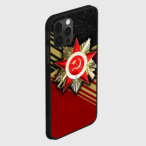 Чехол iPhone 12 Pro Max Великая отечественная - бордовый и золото / 3D-Черный – фото 2