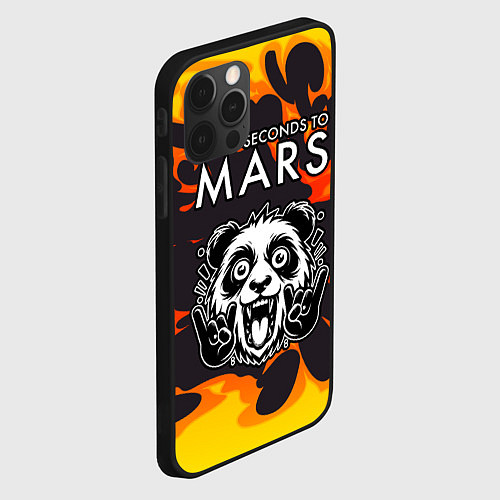 Чехол iPhone 12 Pro Max Thirty Seconds to Mars рок панда и огонь / 3D-Черный – фото 2