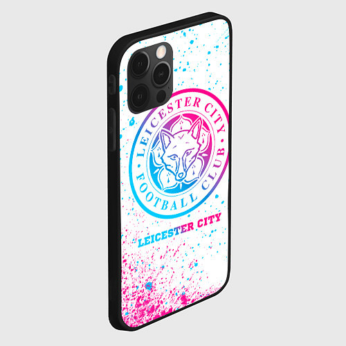 Чехол iPhone 12 Pro Max Leicester City neon gradient style / 3D-Черный – фото 2